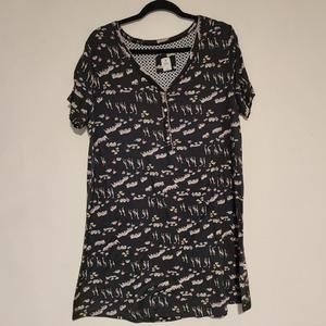 Echo Sleepwear Giraffe Elephant Print Sleep Lounge Dress Nightgown Shirt Size XL